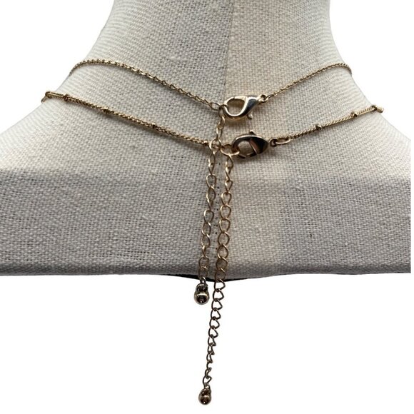 Layered Gold Necklace With Charms - Starfish Anchor & Blue Gem Summer Beach M10 - Picture 5 of 6